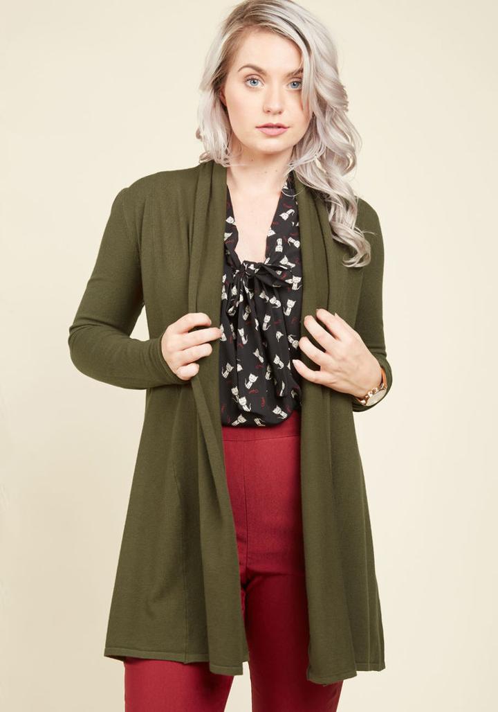 Modcloth Comfy My Way Cardigan In Olive In 3x