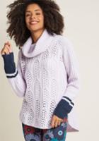 Modcloth Open Knit Cowl Sweater With Colorblock Sleeves In 1x
