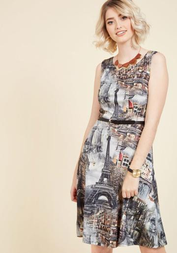 Modcloth Throw A French In Things A-line Dress