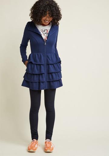 Modcloth Tier Me Roar Jacket In Navy In 3x