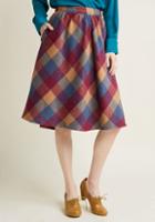 Modcloth Sunday Sojourn Midi Skirt In Warm Plaid In 2x