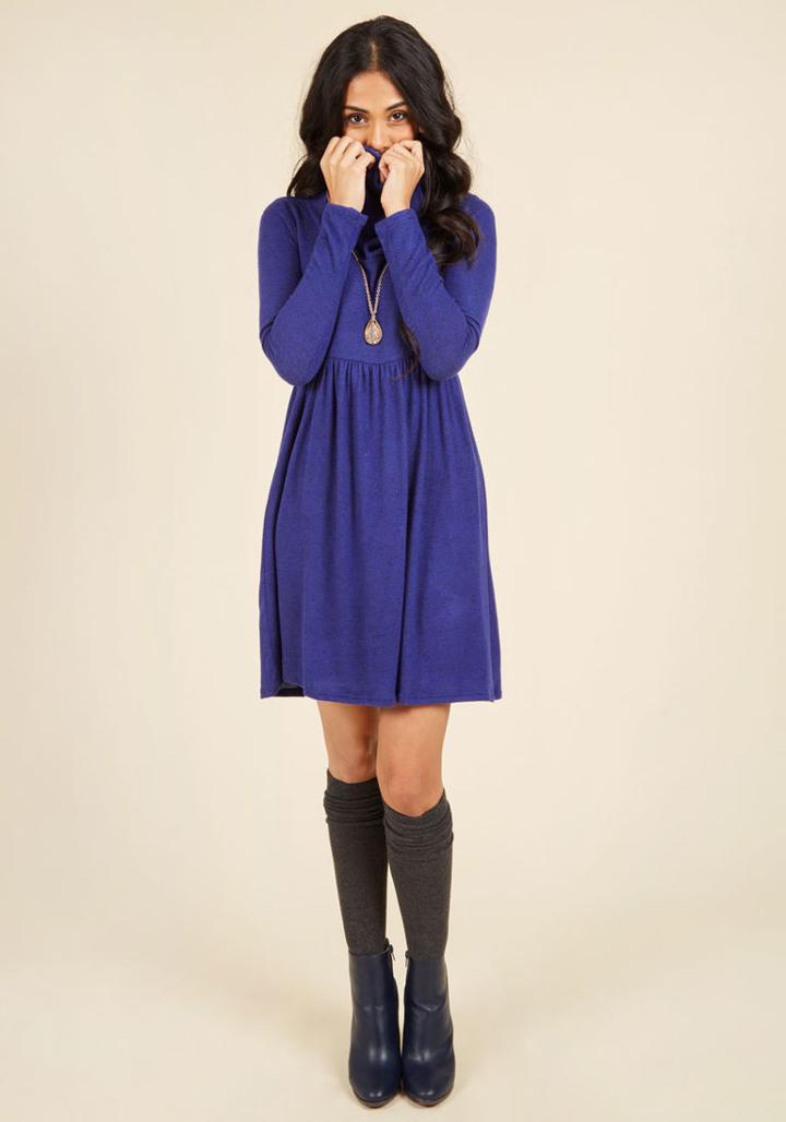  Honoring Hygge Sweater Dress In Cobalt In 2x