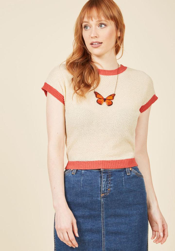 Modcloth Ready To Retro Pullover In Cream