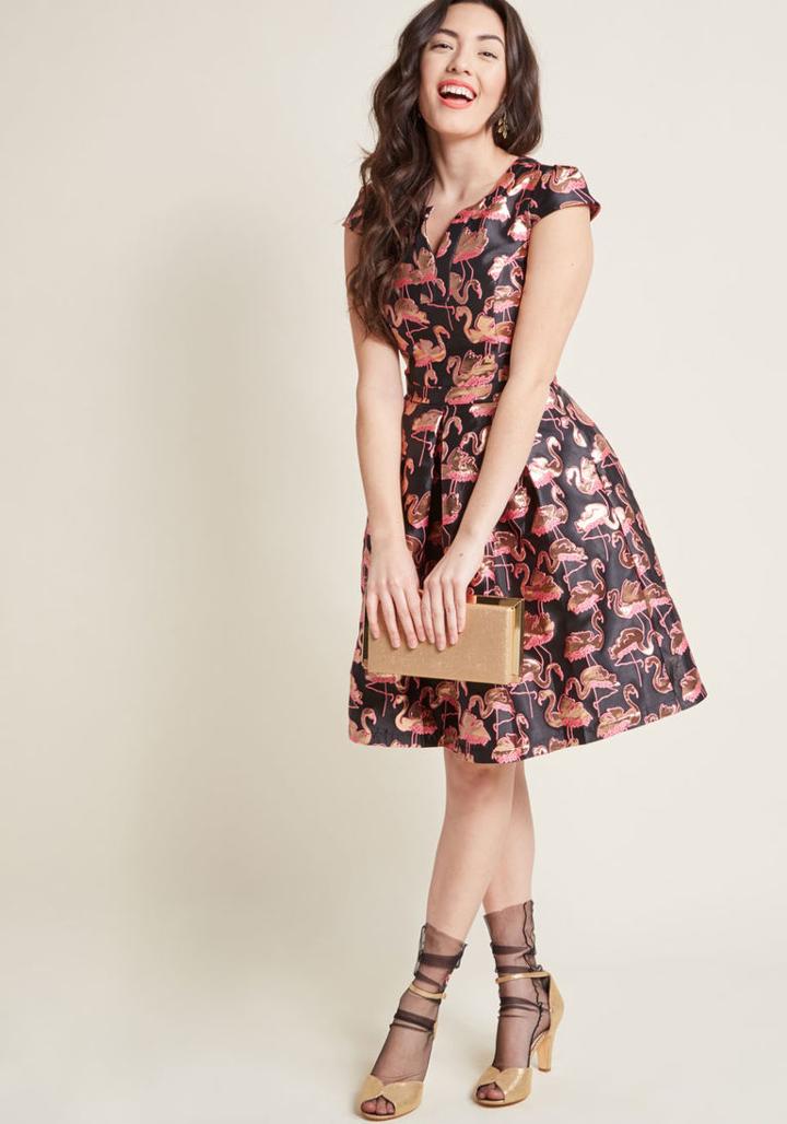 Modcloth Personal Boldness Fit And Flare Dress In Xs
