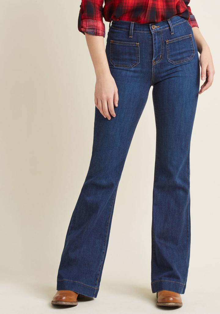 Modcloth Weekend Folk Festival Jeans In Mid Wash In 3x