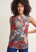 Modcloth On Your Roam Time Cotton Tunic In Red Paisley In S