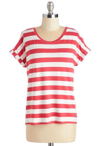 Sunnygirlptylltd Breezy Basics Top In Red Stripes