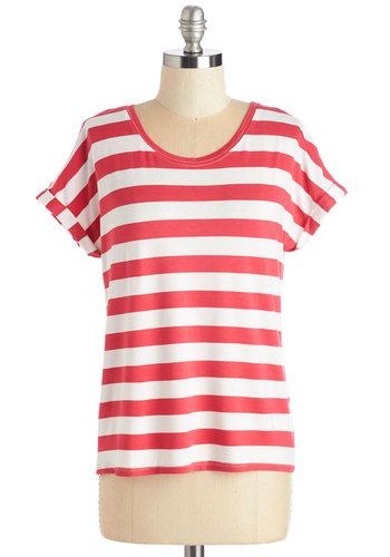 Sunnygirlptylltd Breezy Basics Top In Red Stripes