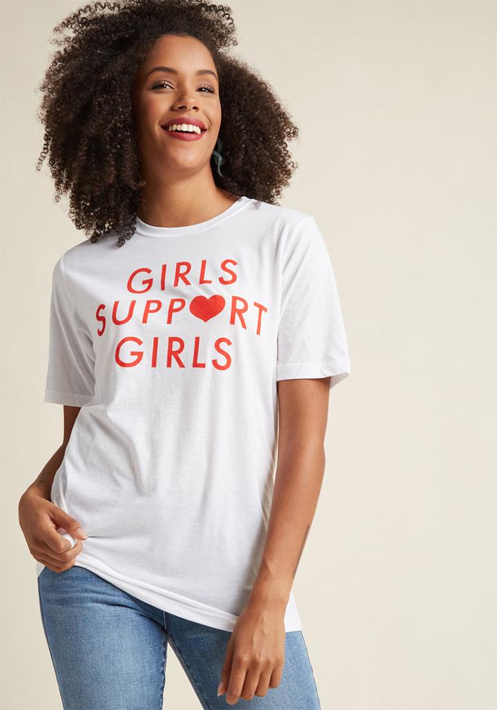 Modcloth She Eye To Eye Graphic Tee In White In L