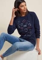 Modcloth Sine Of The Times Graphic Pullover In Xs