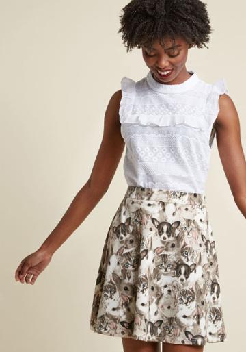Modcloth Critter Collective Knit Skater Skirt