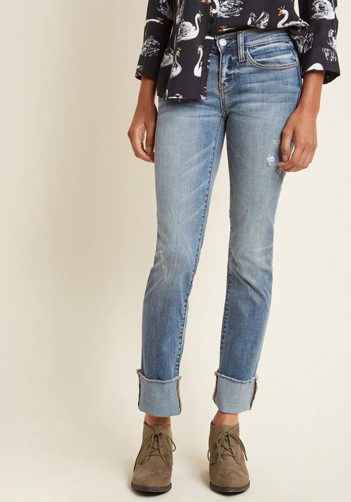 Modcloth Field Scout Cuffed Straight-leg Jeans In 1