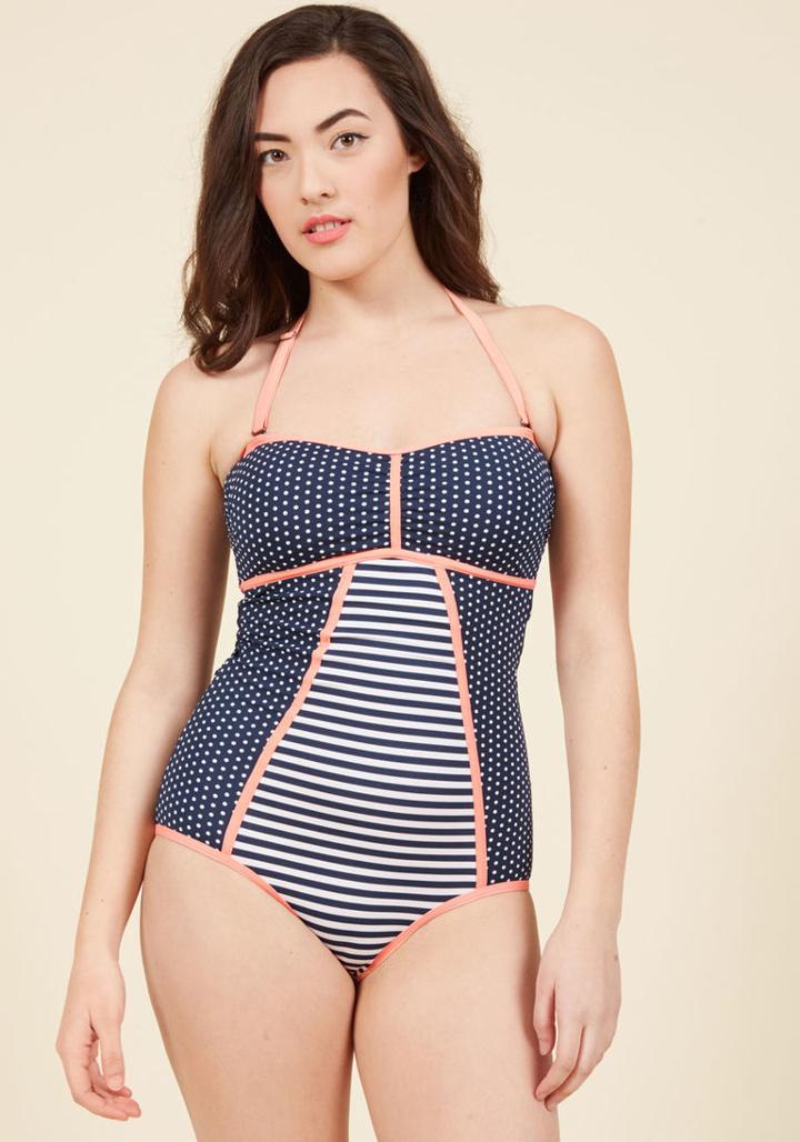 Modcloth Delight On Deck One-piece Swimsuit In Navy