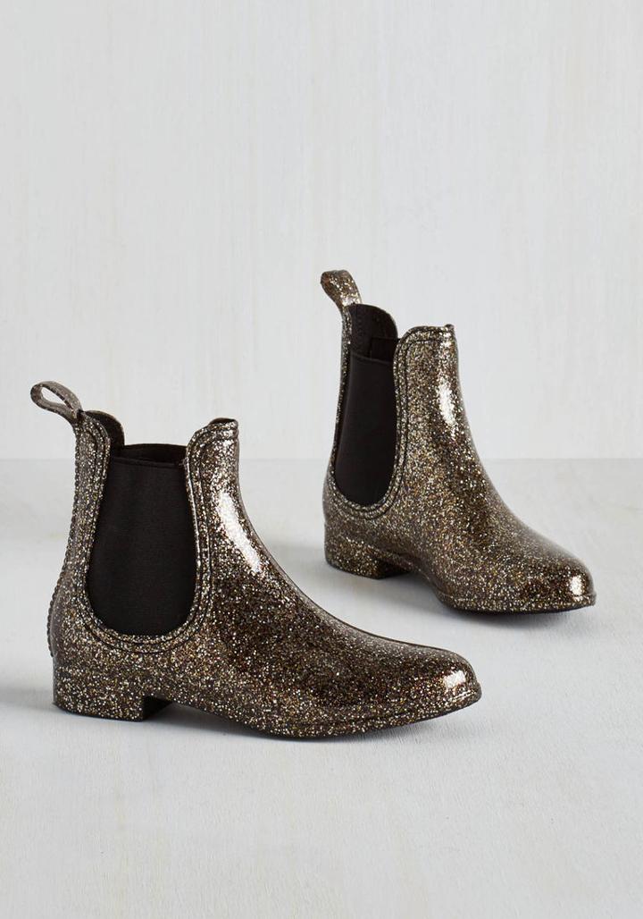 Modcloth Glitz Raining, Glitz Pouring Rain Boot In Glitter