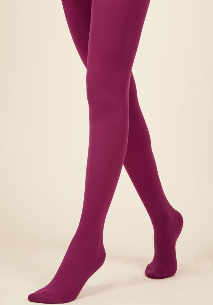 Modcloth Accent Your Ensemble Tights In Cranberry