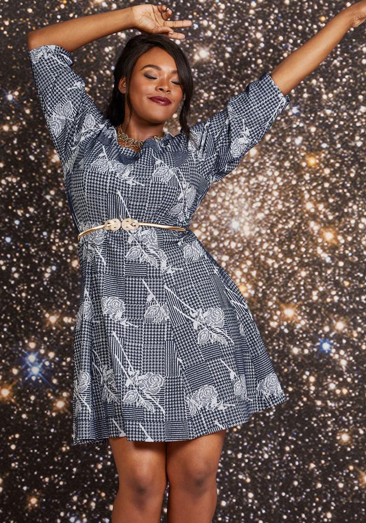 Modcloth In The Mix Knit Dress In Houndstooth In Xl