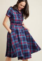 Collectif Collectif Cherished Era Shirt Dress In Blue Plaid In Xxl