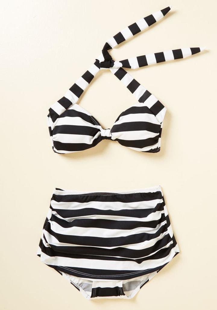 Estherwilliams Bathing Beauty Swimsuit Bottom In Black Stripes
