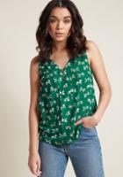 Modcloth Woven Sleeveless Top With Lapels In Carousel Horses In M