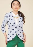 Modcloth Fine And Sandy Blazer In Hearts In 1x