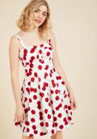 Modcloth Pull Up A Cherry A-line Dress In White