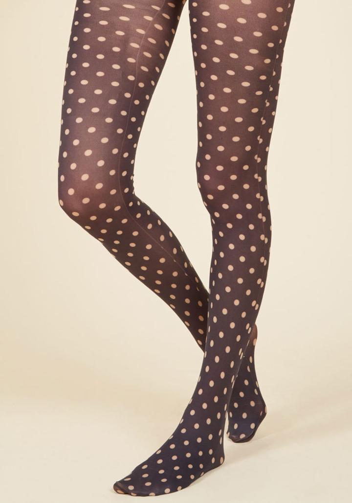  Give It All You Dot Tights In Black & Taupe In L/xl