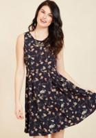  I Rest My Grace A-line Dress In Navy Blooms In L
