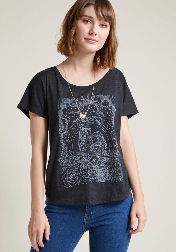 Modcloth Wild Wisdom Graphic Tee In M