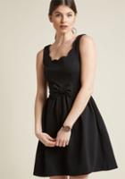 Modcloth Scalloped Pleated A-line Dress In Black In 3x