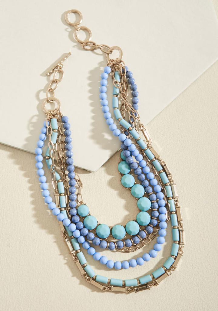 Modcloth Yes You Glam Necklace In Sky