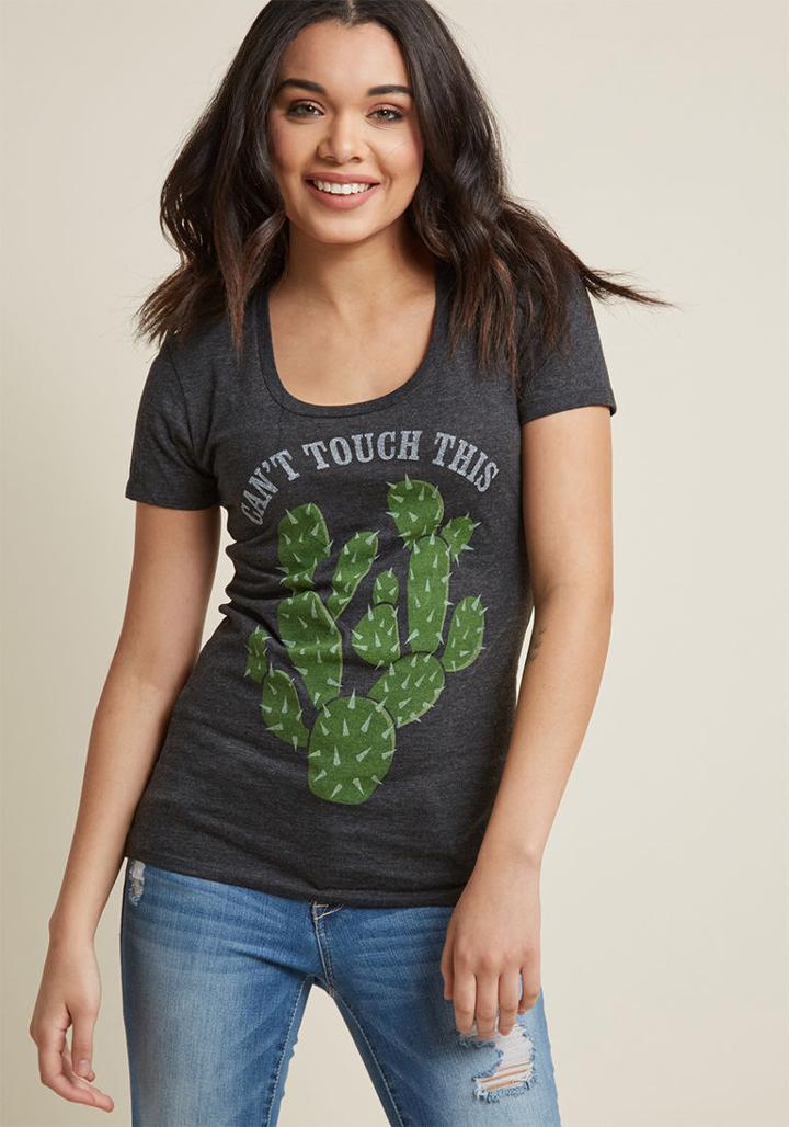 Modcloth Reactive Cactus Graphic Tee In 2x