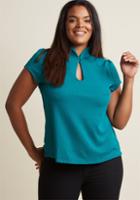 Modcloth High Society Style Knit Top In Textured Teal In 1x