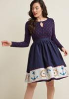 Modcloth Twofer Long Sleeve Dress In Nautical In S