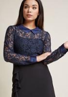 Modcloth Go Down In Mystery Lace Top In Navy In 4x