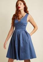 Modcloth Timeless Pleated A-line Dress In Dusk In 1x