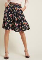 Modcloth Bookstore's Best A-line Skirt In Noir Blossom In 3x