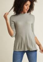Modcloth Mock Neck Knit Top With Cropped Sleeves In Dove In M