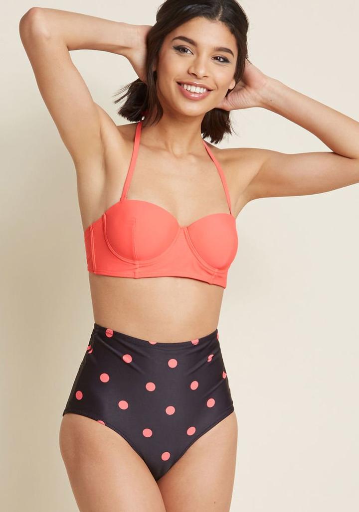 Highdivebymodcloth Waterfront Flaunt Reversible High-waisted Bikini Bottom In Black In 4x