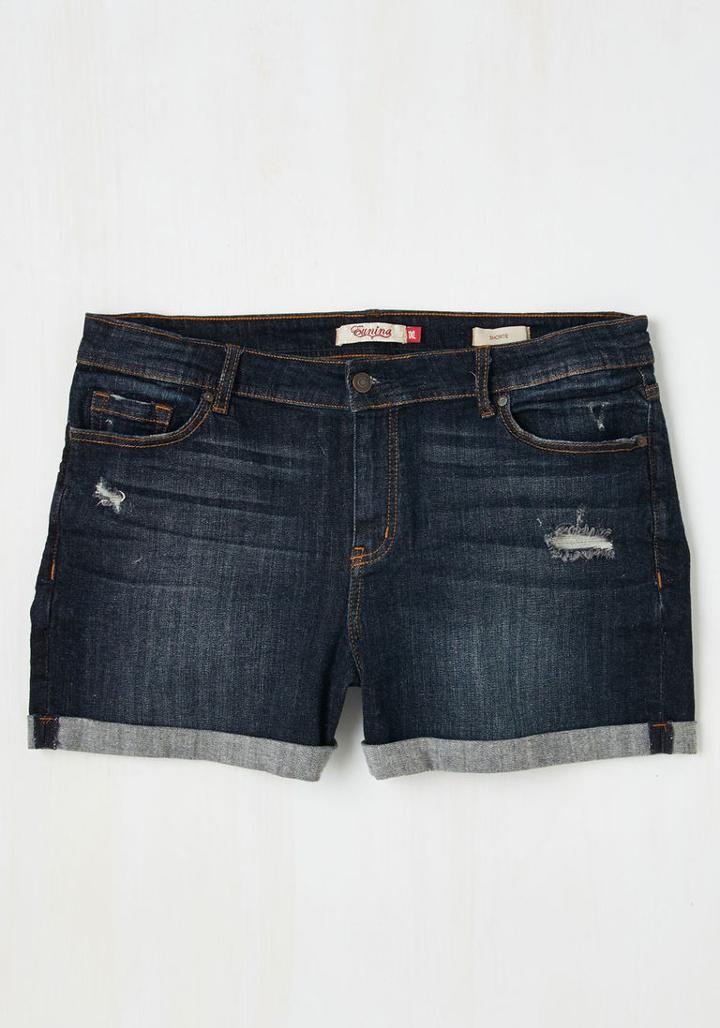Modcloth Beauty At The Beach Shorts In Dark Wash - 1x-3x In 3x