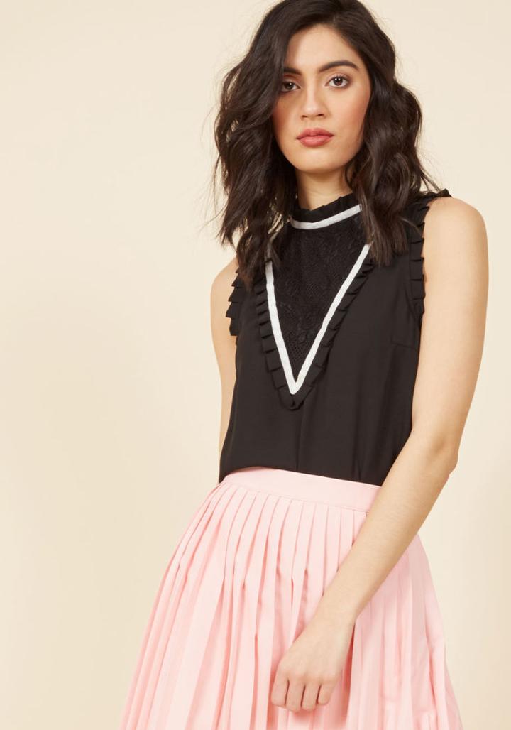 Modcloth Port Tasting In A Storm Sleeveless Top In Black