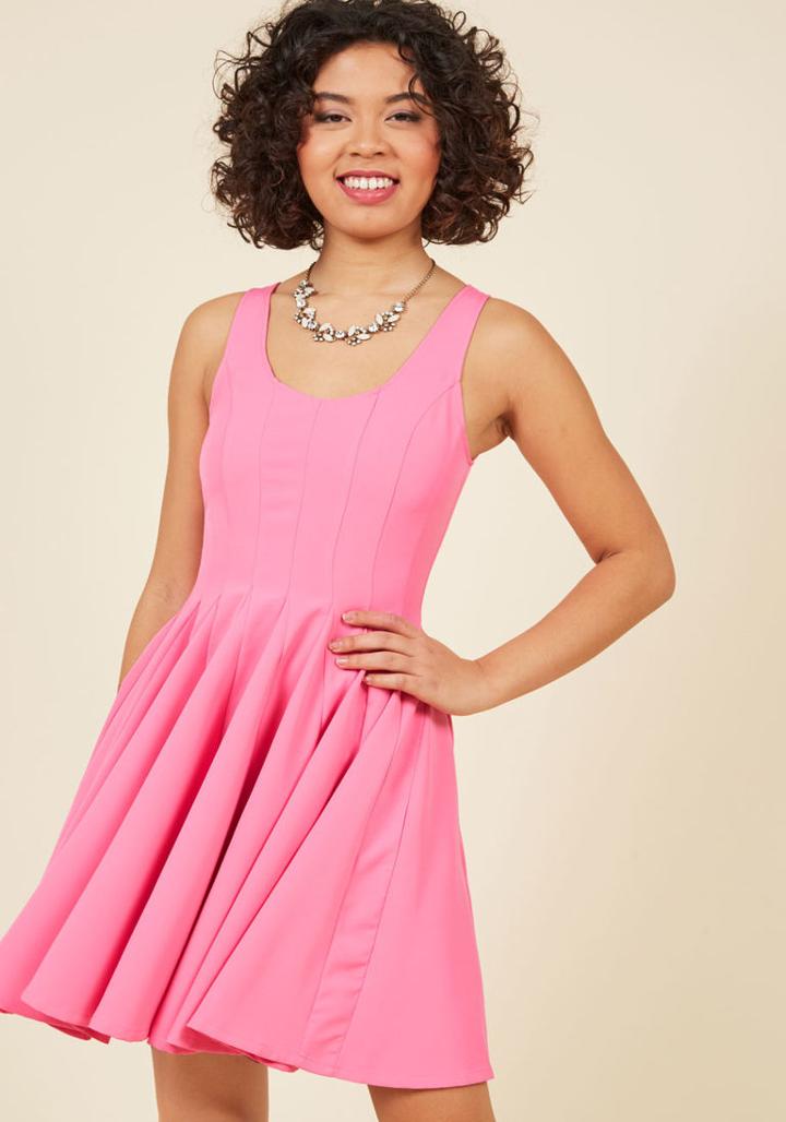 Modcloth Ready And Raring To Godet A-line Dress