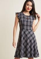 Modcloth Authentic Intellectual A-line Dress In Slate In S