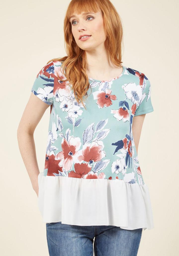 Modcloth Easygoing Places Knit Top In Sage In Xl