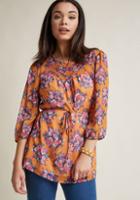 Modcloth Floral Tunic With 3/4 Sleeves In M
