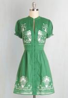  Needlework It Out A-line Dress In Green In 4x