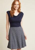 Modcloth Pretty Packages A-line Dress In Navy Stripes In S