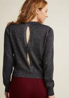 Modcloth Metallic Sweater With Open Back In Black In L