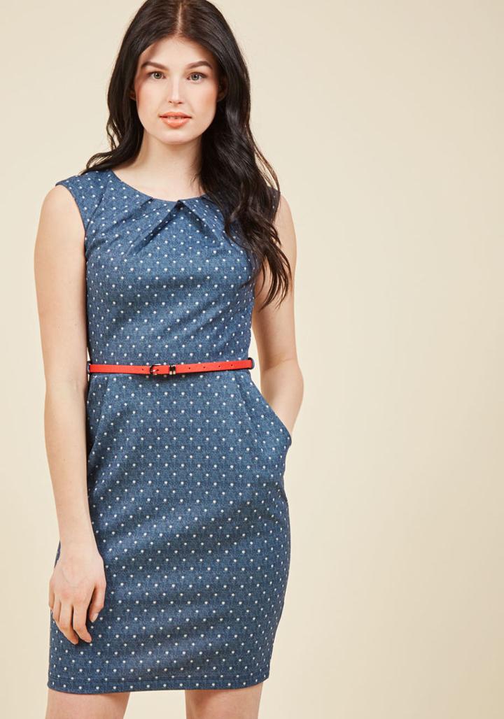  Teaching Classy Sheath Dress In Navy Dots In M