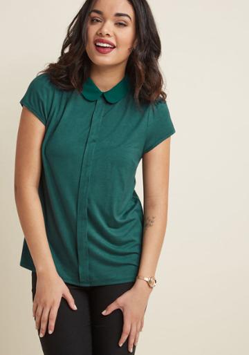 Modcloth Perfected Polish Knit Top In Spruce In 4x