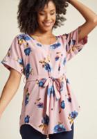 Modcloth Medium Format Memory Floral Tunic In Mauve